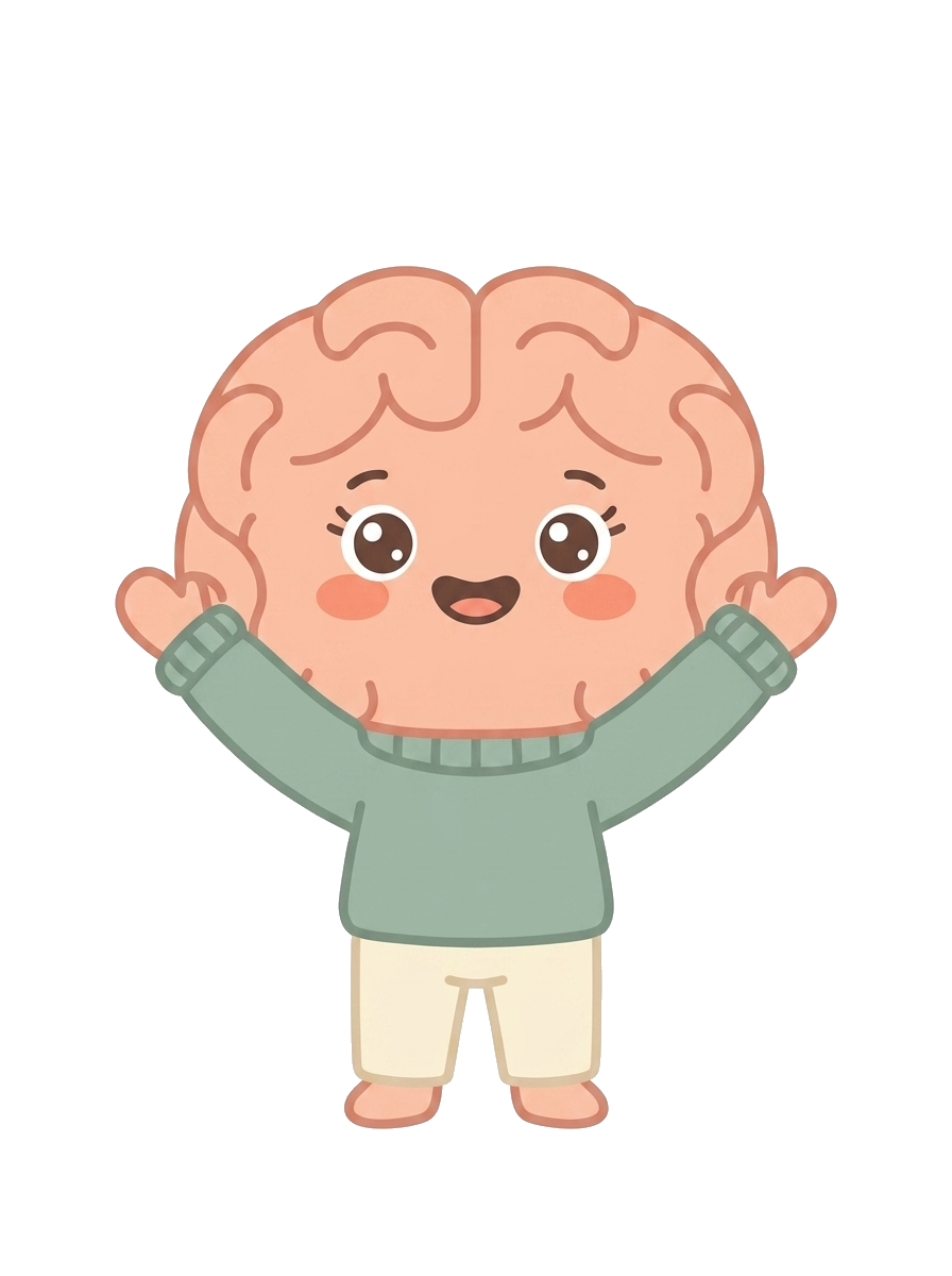 Pip, the She Has ADHD brain mascot, cheering